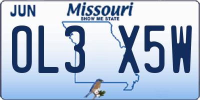 MO license plate OL3X5W
