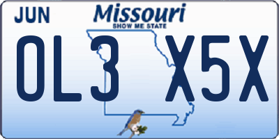 MO license plate OL3X5X