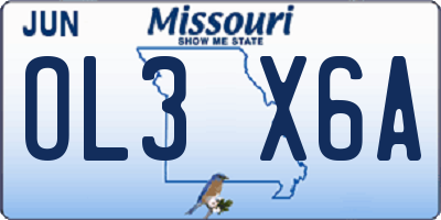 MO license plate OL3X6A