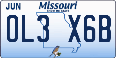 MO license plate OL3X6B