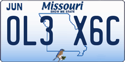 MO license plate OL3X6C