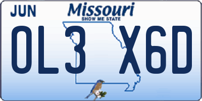 MO license plate OL3X6D