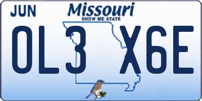 MO license plate OL3X6E