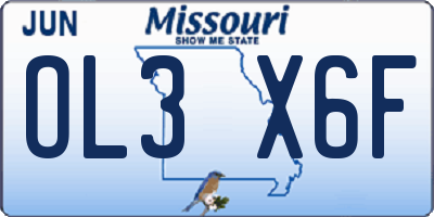 MO license plate OL3X6F