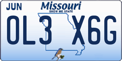 MO license plate OL3X6G