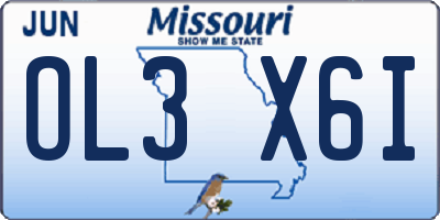 MO license plate OL3X6I