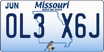 MO license plate OL3X6J