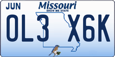 MO license plate OL3X6K