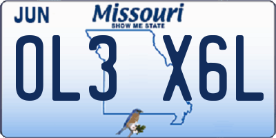 MO license plate OL3X6L