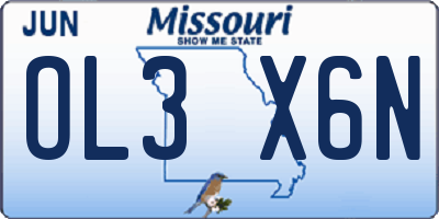 MO license plate OL3X6N