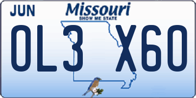 MO license plate OL3X6O
