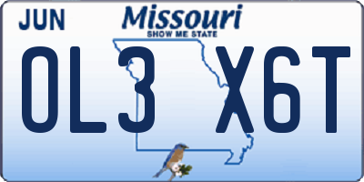 MO license plate OL3X6T