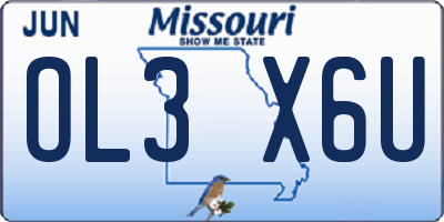 MO license plate OL3X6U