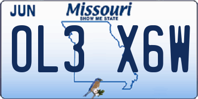 MO license plate OL3X6W