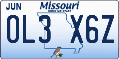 MO license plate OL3X6Z