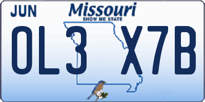 MO license plate OL3X7B