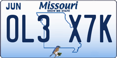 MO license plate OL3X7K