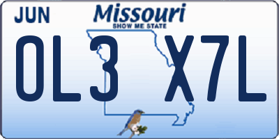 MO license plate OL3X7L
