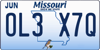MO license plate OL3X7Q