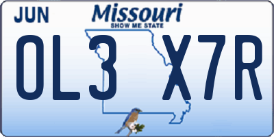 MO license plate OL3X7R