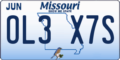 MO license plate OL3X7S