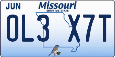 MO license plate OL3X7T