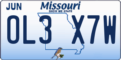 MO license plate OL3X7W