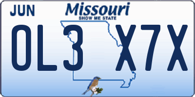 MO license plate OL3X7X
