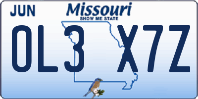 MO license plate OL3X7Z