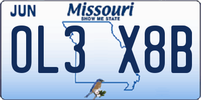 MO license plate OL3X8B