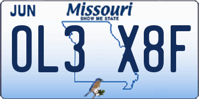 MO license plate OL3X8F