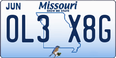 MO license plate OL3X8G