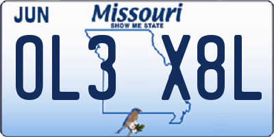 MO license plate OL3X8L