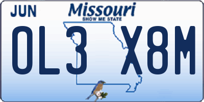 MO license plate OL3X8M