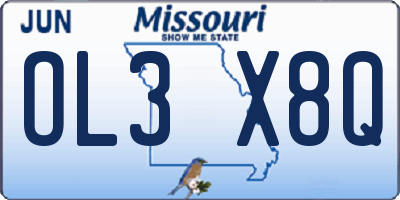 MO license plate OL3X8Q