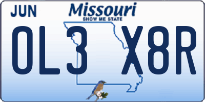 MO license plate OL3X8R