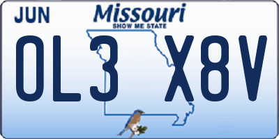 MO license plate OL3X8V
