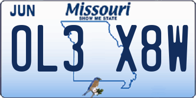 MO license plate OL3X8W