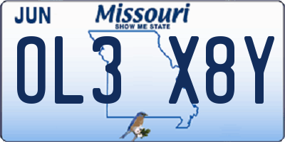 MO license plate OL3X8Y