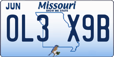 MO license plate OL3X9B