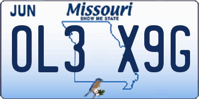 MO license plate OL3X9G