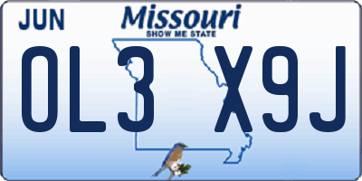 MO license plate OL3X9J