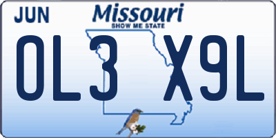 MO license plate OL3X9L