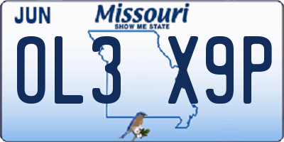MO license plate OL3X9P