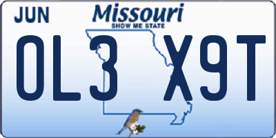 MO license plate OL3X9T