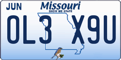 MO license plate OL3X9U