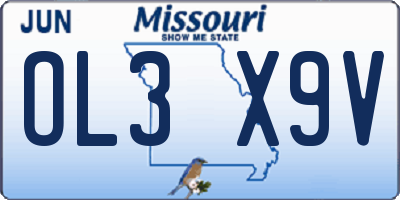 MO license plate OL3X9V