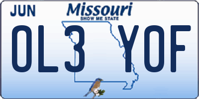 MO license plate OL3Y0F