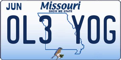 MO license plate OL3Y0G