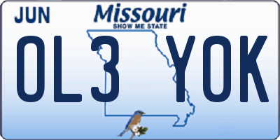 MO license plate OL3Y0K